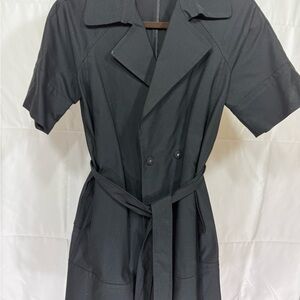 Black Short Sleeve Trench Coat